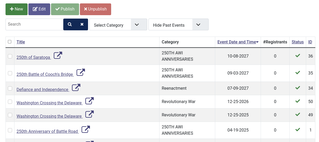 Manage Events